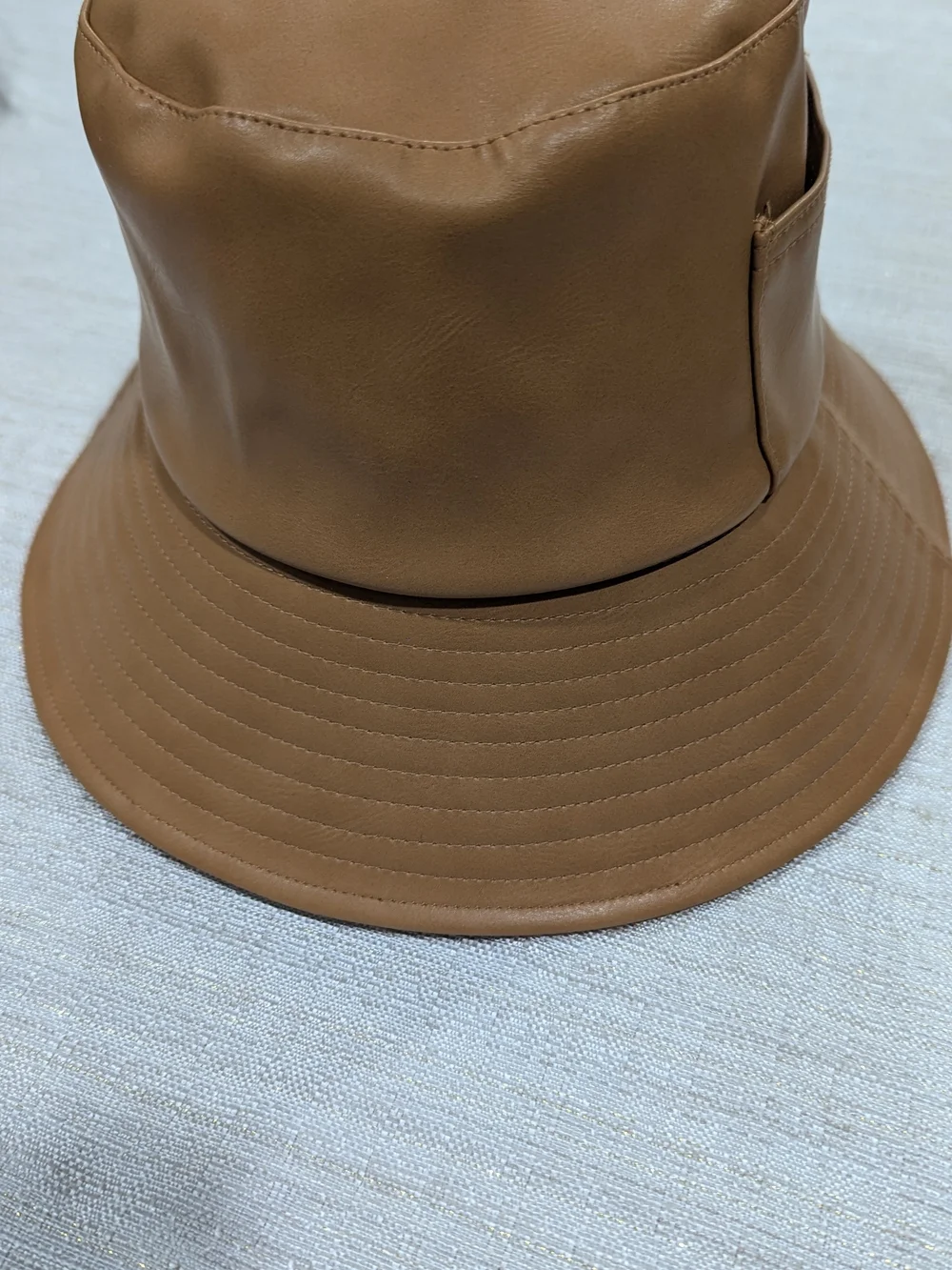 Lack of Color Tan Faux Leather Wave Bucket Hat